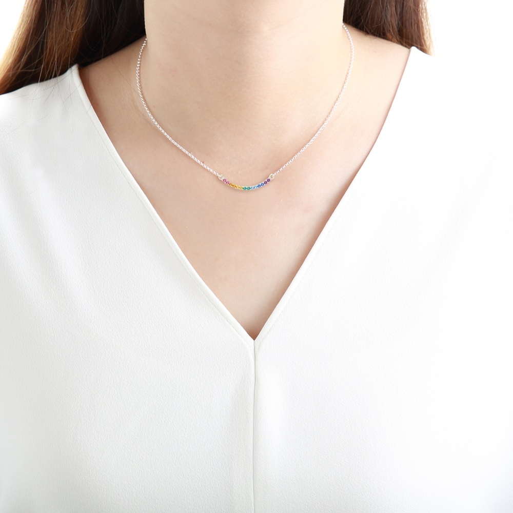 【Angel & Me】Smile Rainbow s925 sterling silver necklace Birthday gift, , large