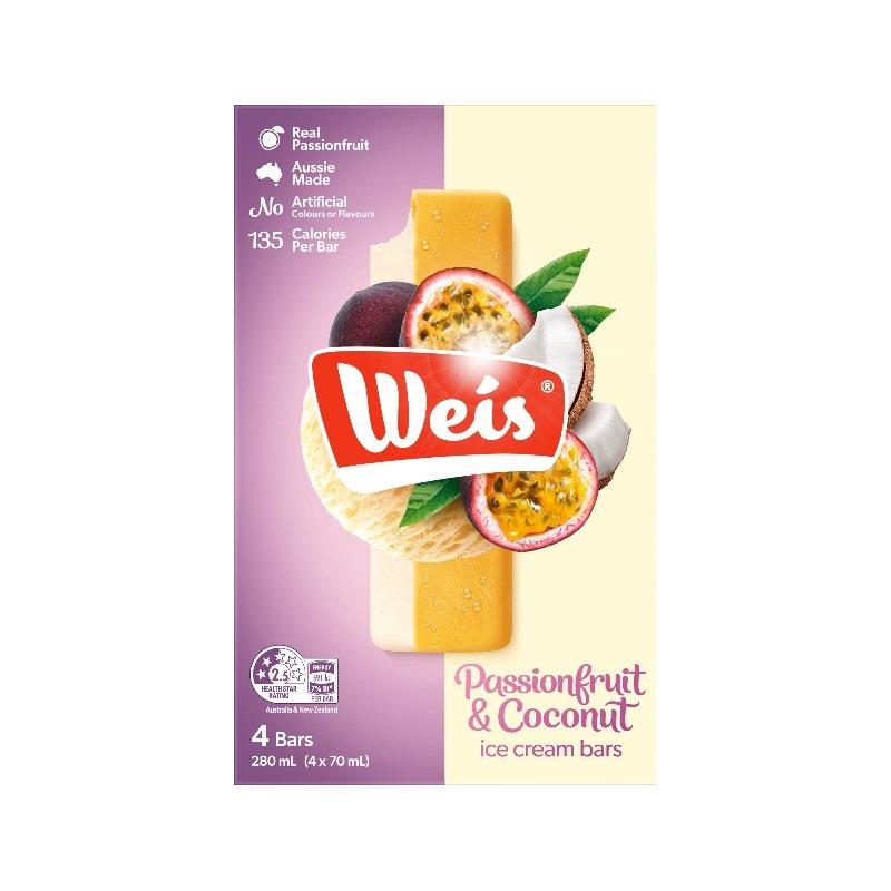 Weis Passionfruit Coconut Ice Cream Bar, , large