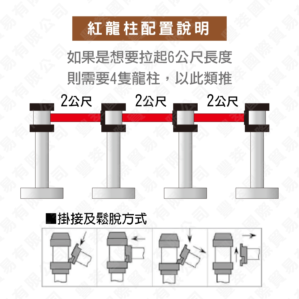 【現貨】臺灣製造 萬向不銹鋼紅龍柱-收納型 帶長200公分 伸縮圍欄 排隊欄柱 柵欄 百貨公司紅龍 收納型紅龍 動線規劃, , large