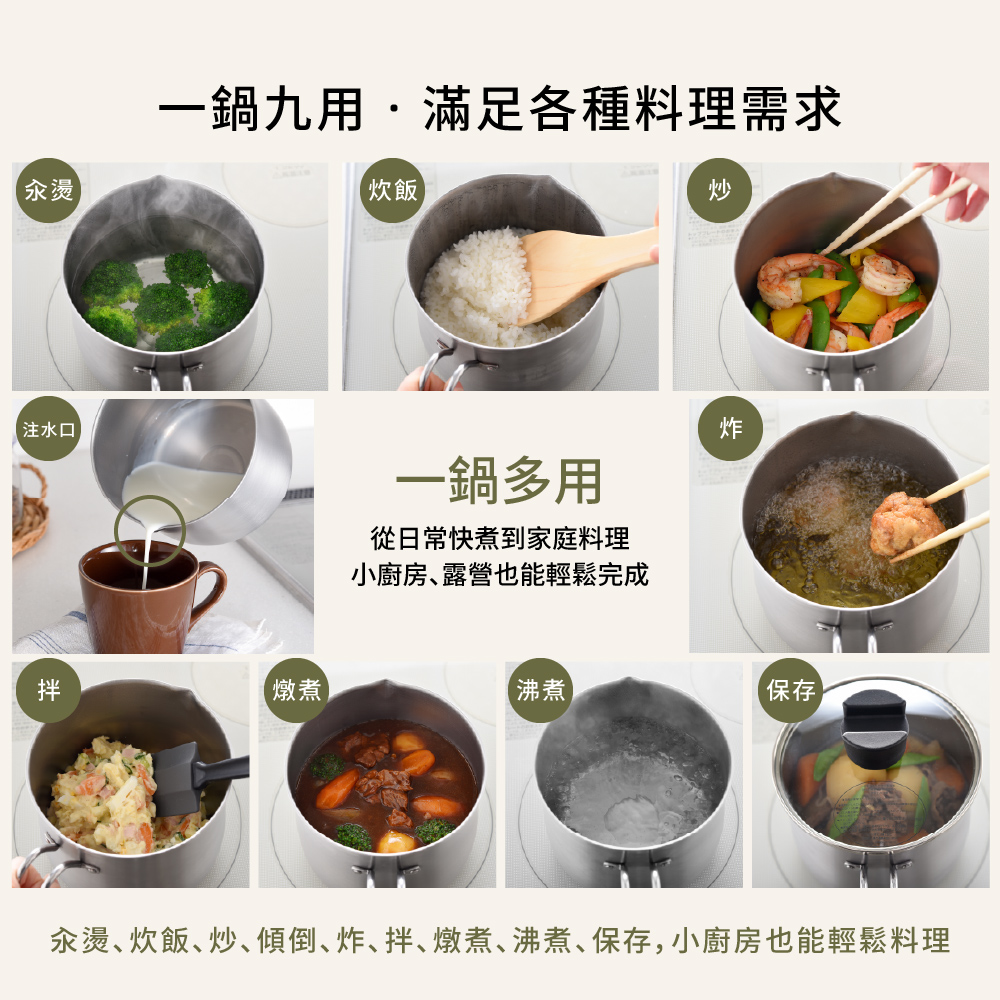 日本Arnest 逸品物創不銹鋼三合一萬用料理鍋附玻璃蓋14cm, , large