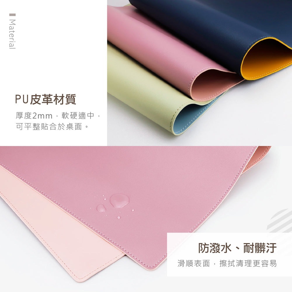 力大牌ABEL  雙色PU皮質桌墊 60CM/90CM蔚藍+橘黃66825(60*40CM), , large