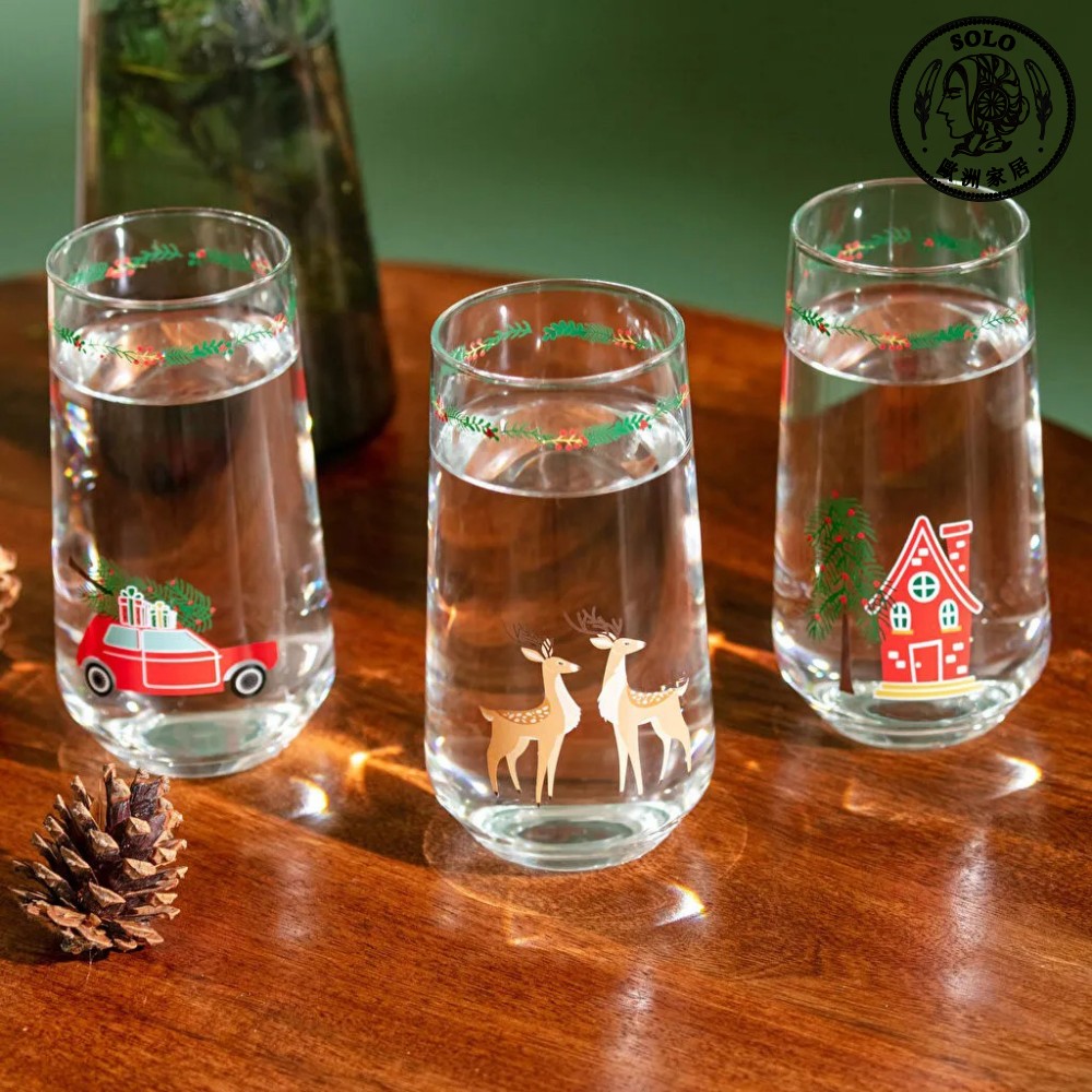 【SOLO歐洲家居】LCW Home 土耳其製 470ml 聖誕節玻璃杯三入組 茶杯 水杯 果汁杯 咖啡杯, , large