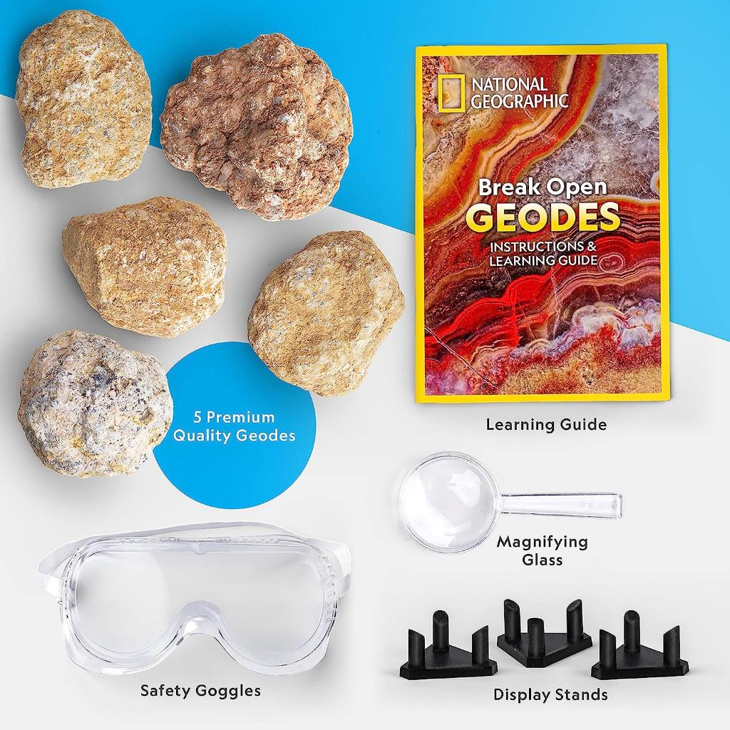 NATIONAL GEOGRAPHIC 國家地理 發現水晶寶藏(敲開原石發現水晶)-5入原石, , large