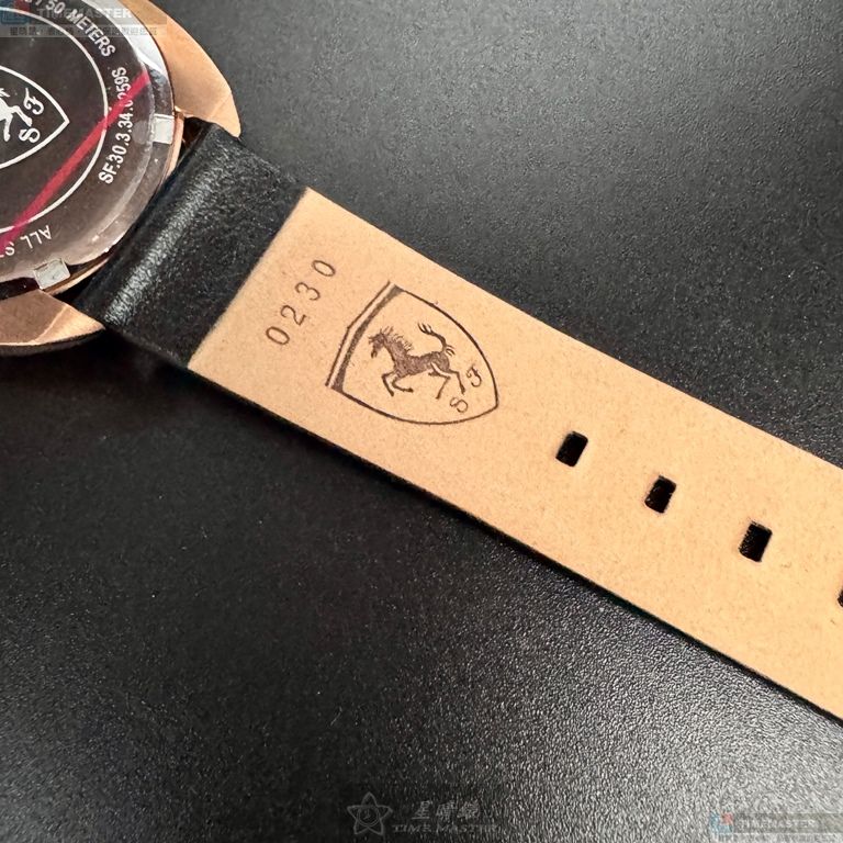 [星晴錶業]FERRARI手錶,34mm,FE00090黑色錶面玫瑰金錶殼深黑色真皮皮革錶帶款, , large