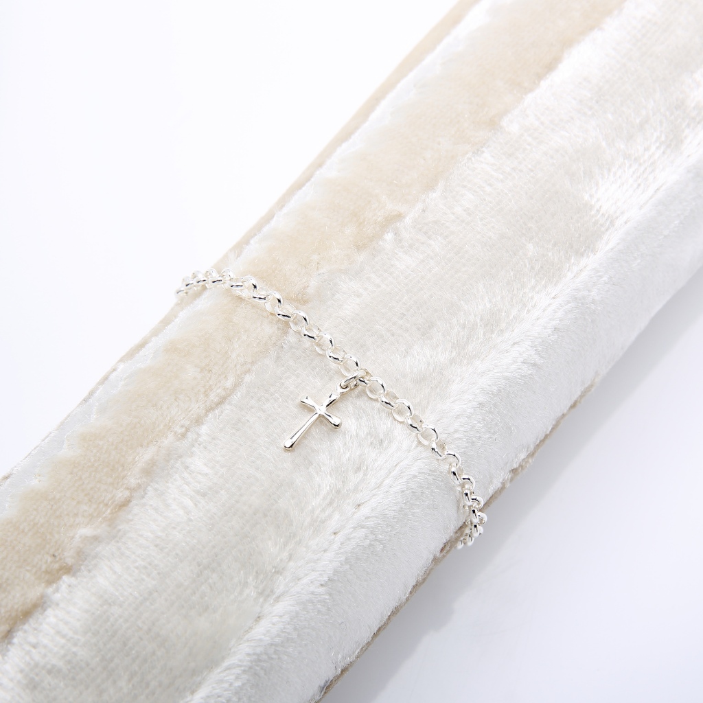 【Angel & Me】Blessed Cross s925 sterling silver bracelet Valentine's Day gift, , large