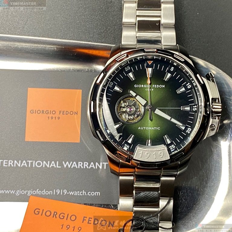 [星晴錶業]GiorgioFedon1919手錶,46mm,GF00059墨綠色錶面銀錶殼銀色精鋼錶帶款, , large