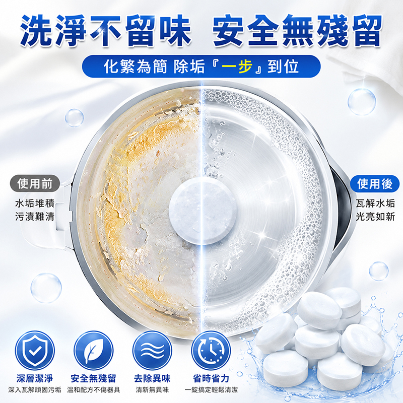 [翊承國際]【免運 + 贈品】SGS認證 高效能活氧除垢發泡清潔錠 【60顆入】, , large