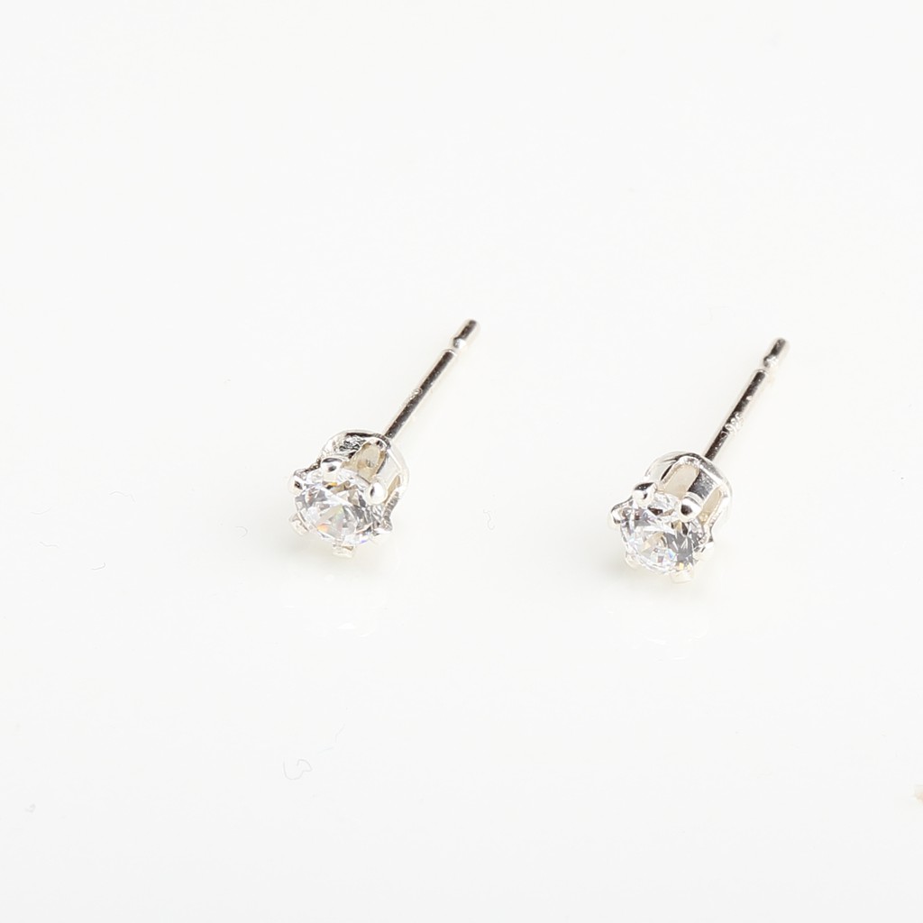 【Angel & Me】迷你 皇冠 3mm 瑞士單鑽 鑽石 s925 純銀耳環 耳夾, , large
