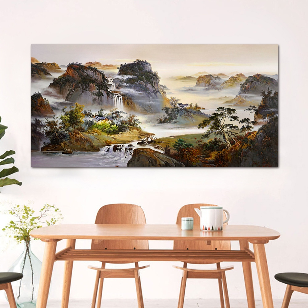 【御畫房】山青水秀 國家一級畫師手繪油畫60&times;120cm(VF-121), , large