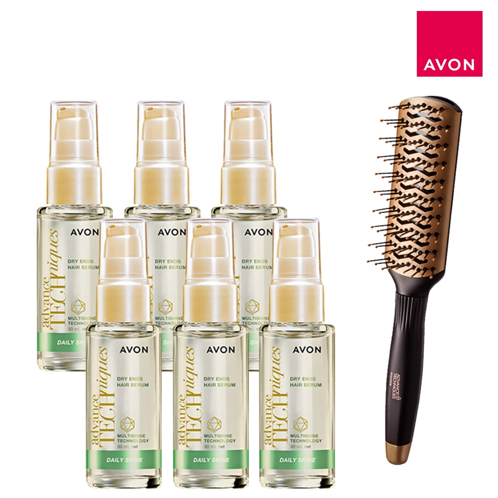 AVON Hair Cuticle Softening B5 Hair Oil 30ml x 6 + Volumizing Hair Comb, , large