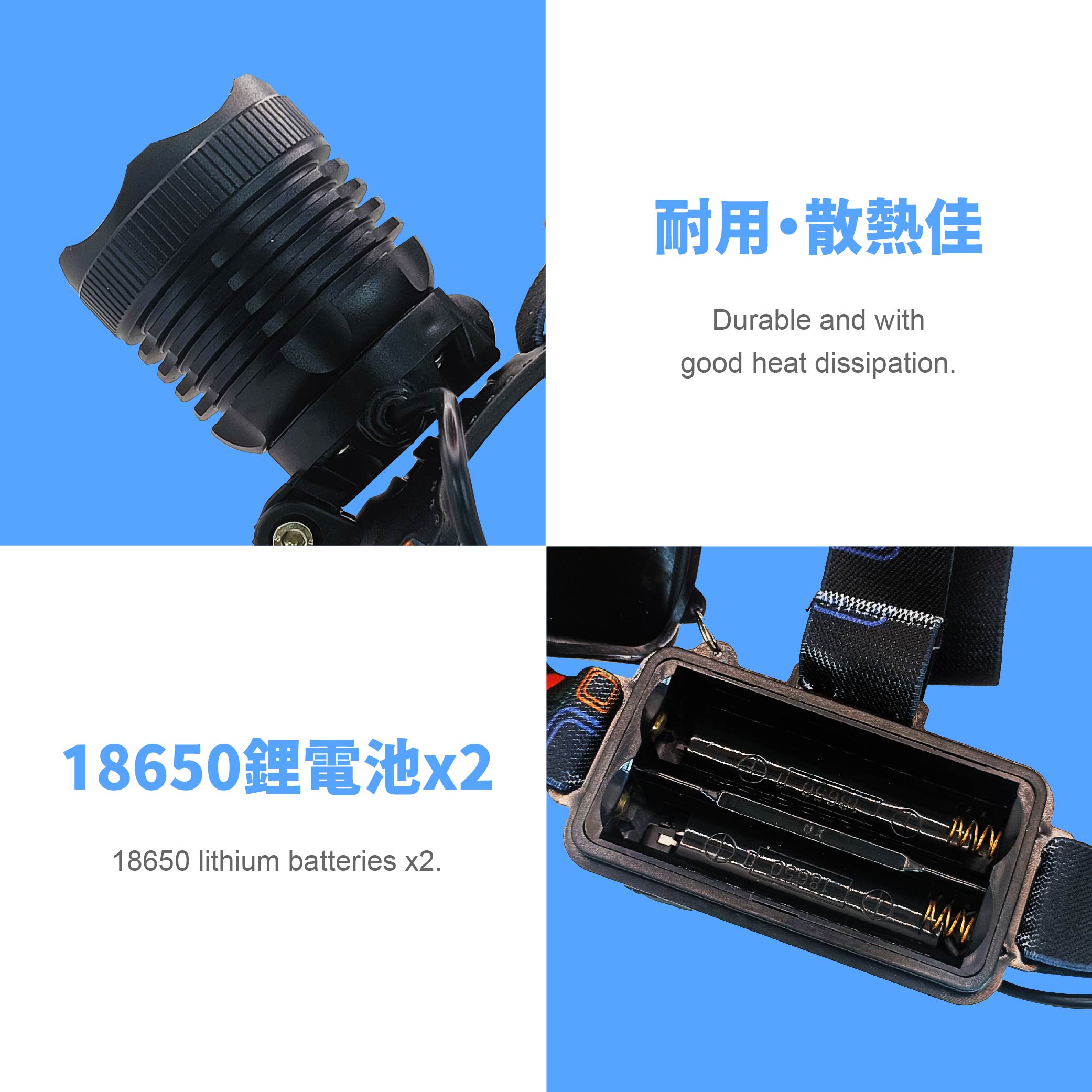 鉅玉經典｜50W 調焦充電式頭燈 贈充電器 登山 露營燈 工作燈 LED 三段 HK-K1108, , large