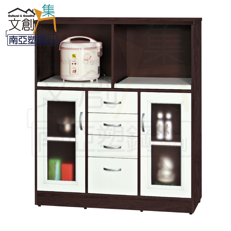 【文創集】尼爾 環保3.6尺南亞塑鋼二門四抽餐櫃/收納櫃(客約商品), , large