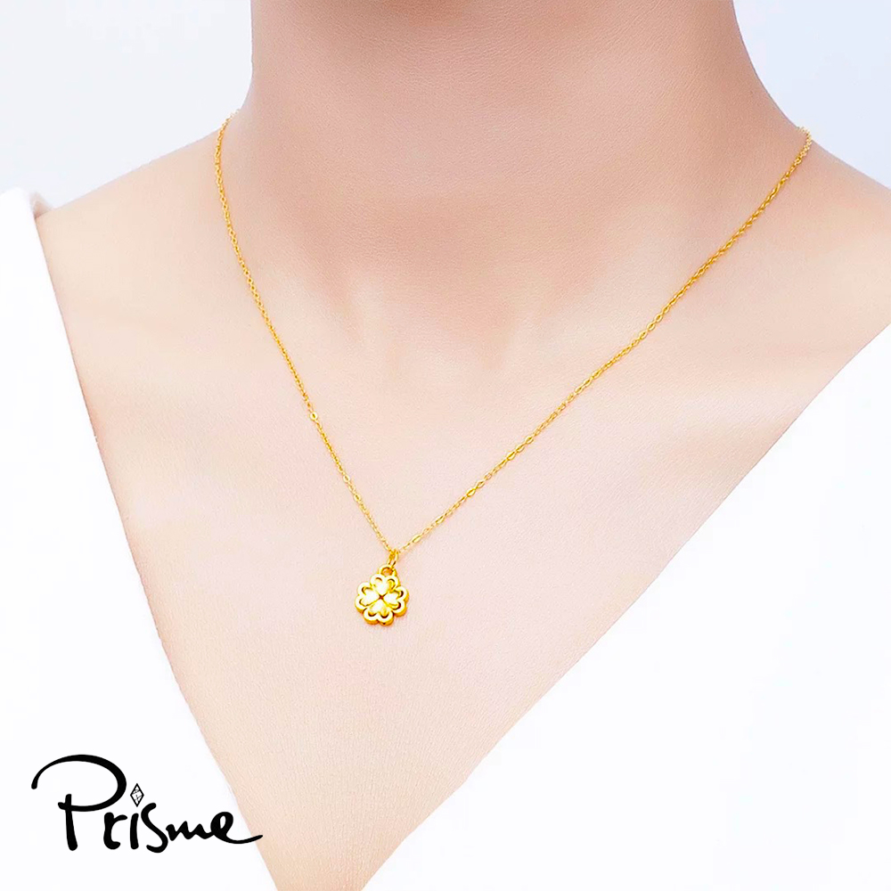 【Prisme Gold】黃金項鍊 鏤空幸運四葉草 黃金鍊墜項鍊 (金重：約0.08錢&plusmn;0.03), , large