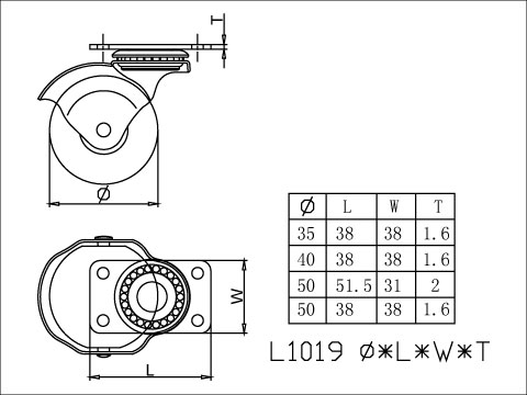 PP BALL CASTER, PLATE MOUNT, , large