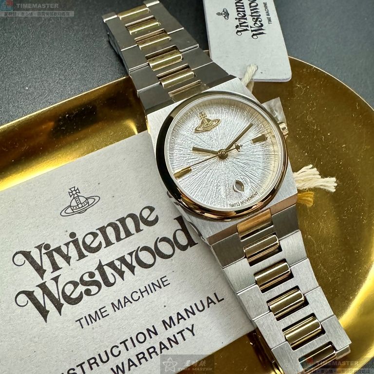 [星晴錶業]Vivienne Westwood手錶,28mm, 32mm,VW30311白金色錶面銀錶殼金銀相間精鋼錶帶款, , large