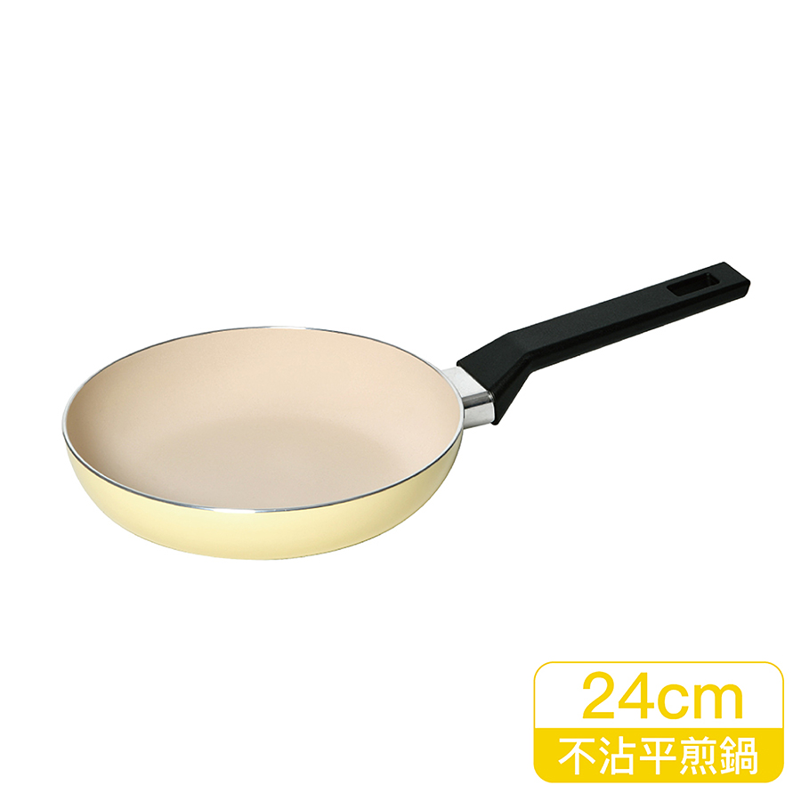 樂扣春日黃陶瓷不沾IH平煎鍋24, , large