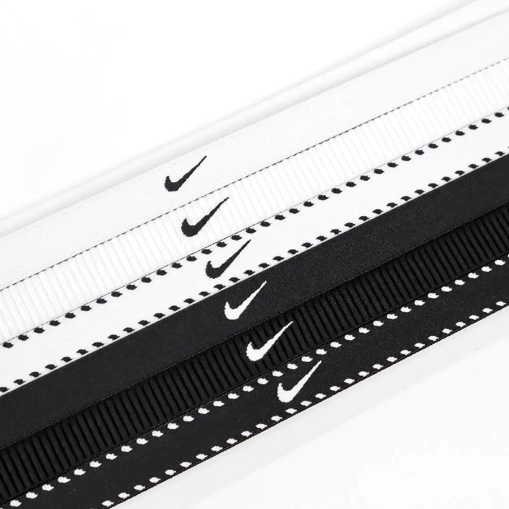 NIKE FLEX CLASSIC 頭帶 6PK 六入裝 運動頭帶 止汗髮帶 簡約 時尚 穩固 矽膠防滑 彈性 N1011927189OS白黑, 白黑, large