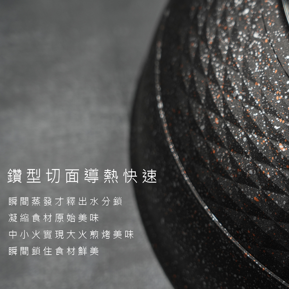 【金永利鋼刀】F8尖鋒三德刀｜全能料理刀+lava cooking 台製32cm七層複合式合金不沾炒鍋, , large