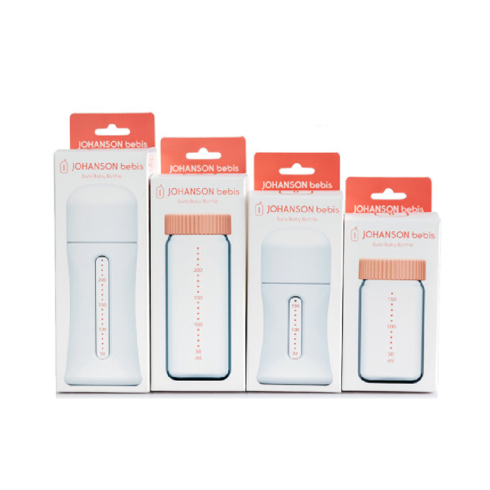 【韓國 JOHANSON】溫暖安心玻璃奶瓶160/240ML+安心玻璃奶瓶160/240ML (高品質玻璃奶瓶可更換其他寬口徑奶嘴), , large