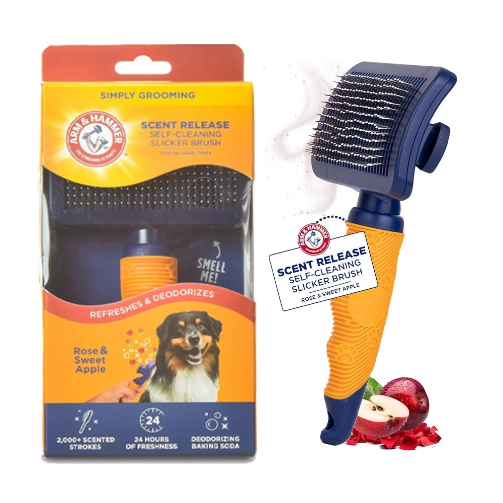 【PawHomie】ARM&HAMMER 魔法按鍵順毛梳 (玫瑰/香草) 寵物 寵物梳子 狗狗梳子 順毛梳 開結梳, , large