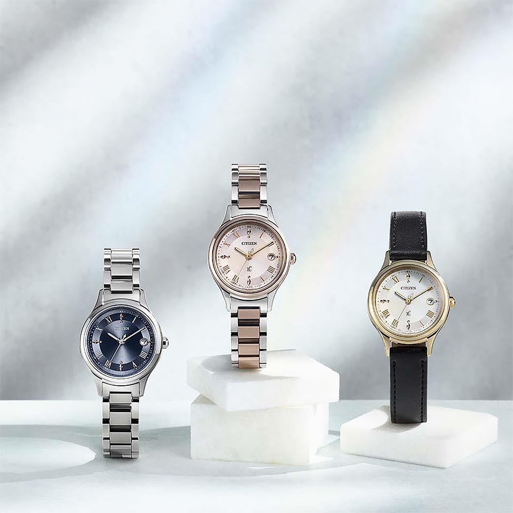 CITIZEN 星辰 XC 輕奢光 深邃藍 超級鈦 光動能電波女錶 ES9490-61L, , large