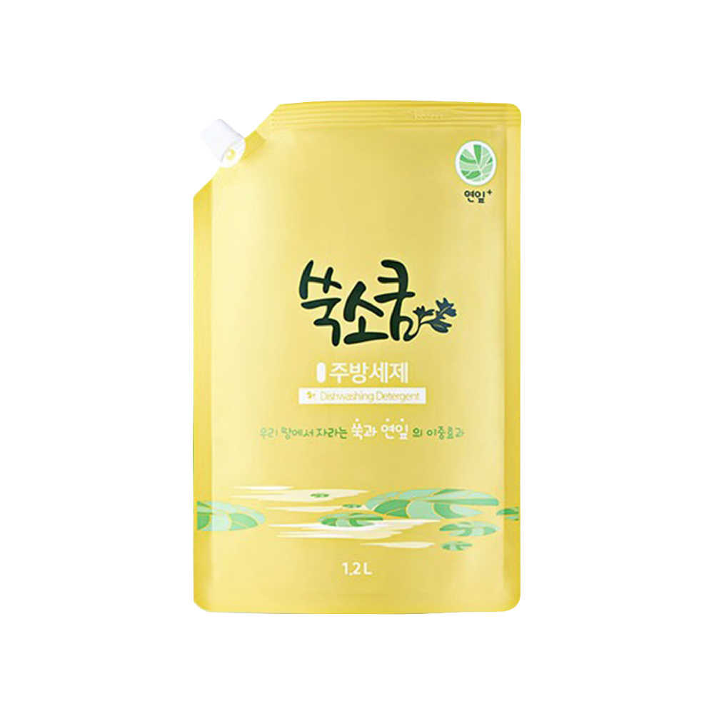 【韓國Ssooksoqum】艾草荷葉洗潔精 補充包(1200ml) (碗盤清潔 蔬果清潔 保濕不傷手 清除異味), , large
