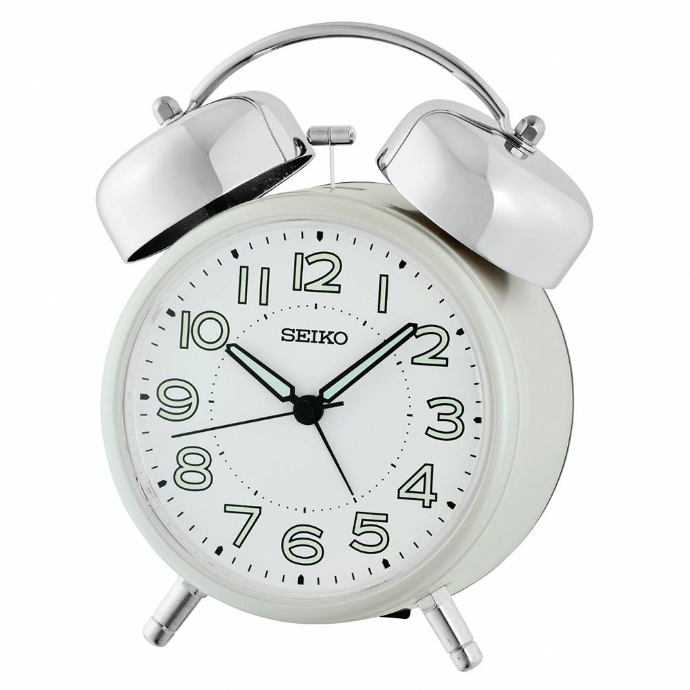 SEIKO 精工 經典不敗靜音秒針貪睡鬧鐘-白 QHK063W, , large