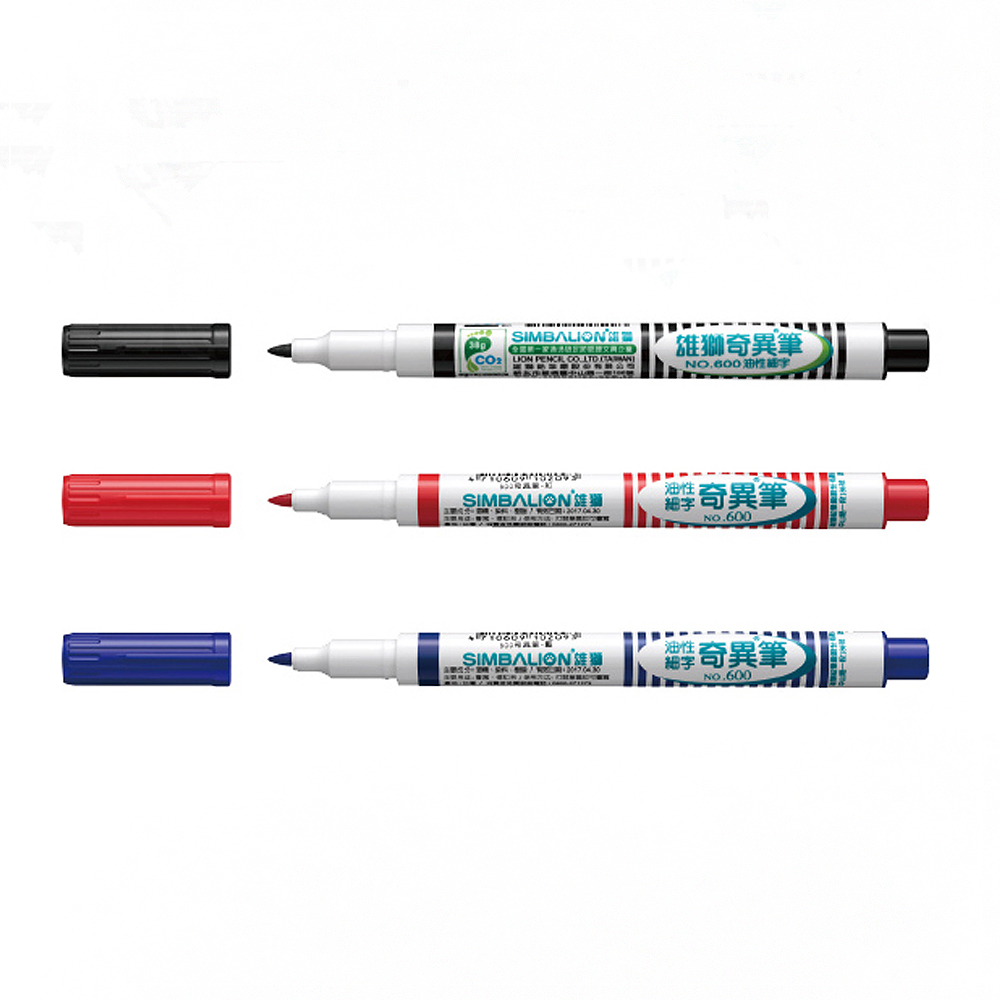 【SIMBALION 雄獅文具】細字 奇異筆 黑/紅/藍 1mm 60支 /件 NO.600  -  多款可選, , large