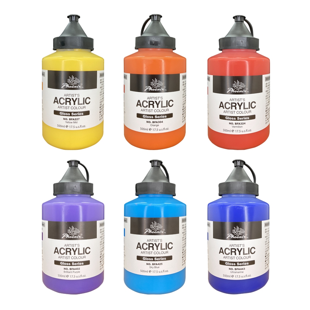*需預訂*超取最多5瓶 AP鳳凰亮光壓克力顏料500ml (單瓶) 共18色793黑色, , large