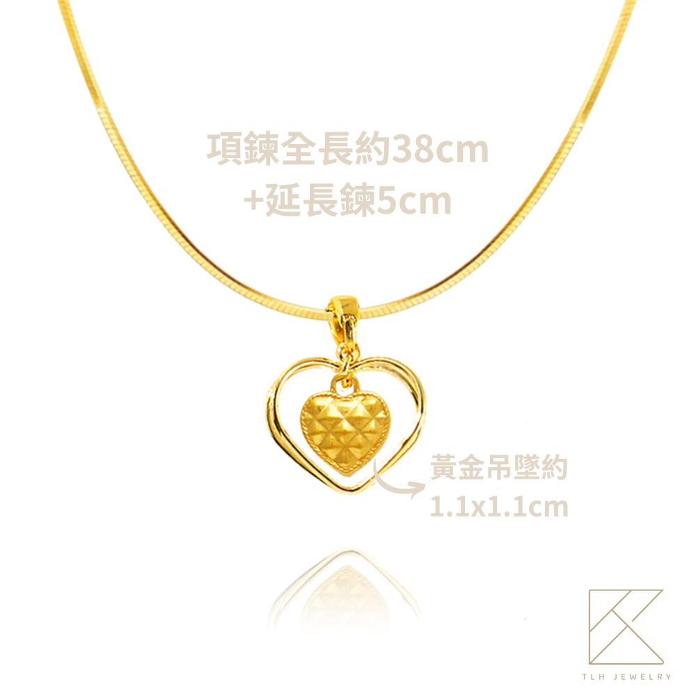 【TLH】黃金項鍊 純金999 心心相戀 約重0.07錢&plusmn;0.01 , , large