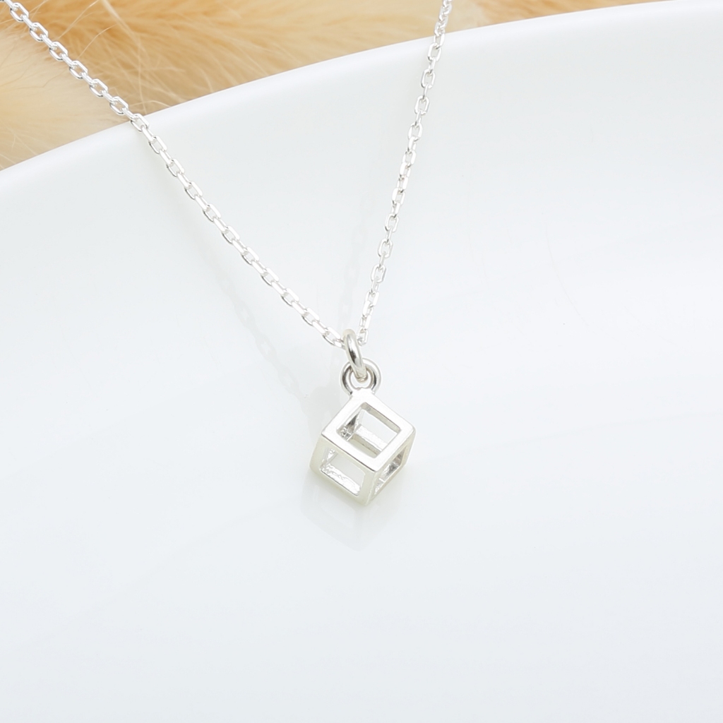 【Angel & Me】Cube s925 sterling silver necklace Valentine Day gift, , large