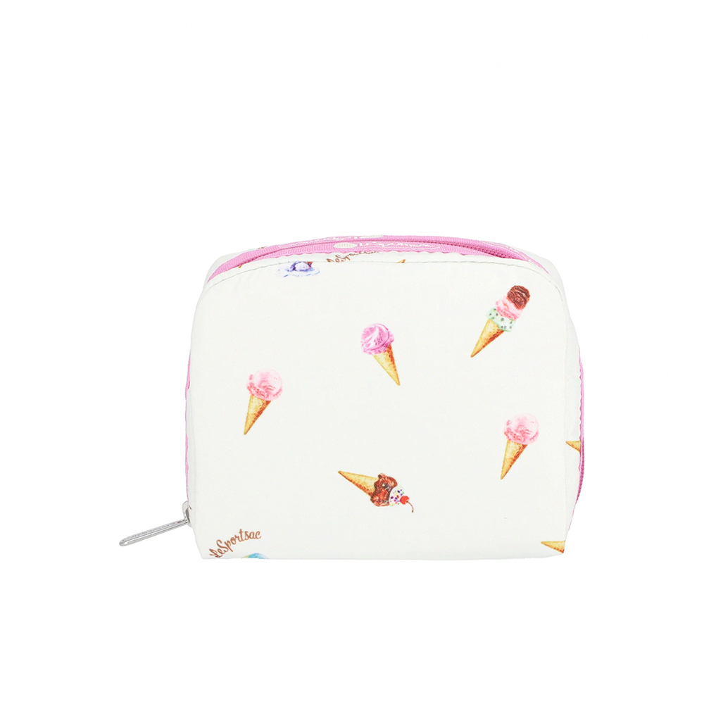 Lesportsac Square Cosmetic 方形收納化妝包 盥洗包 收納袋 送禮 禮物 推薦 女包(繽紛冰淇淋), , large