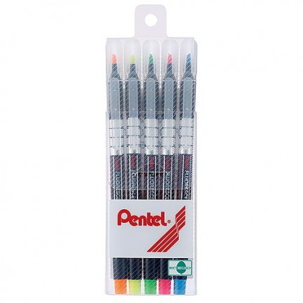 【 Pentel 飛龍 】螢光筆五色套裝 1.0-3.5mm  /組 S512-5, , large