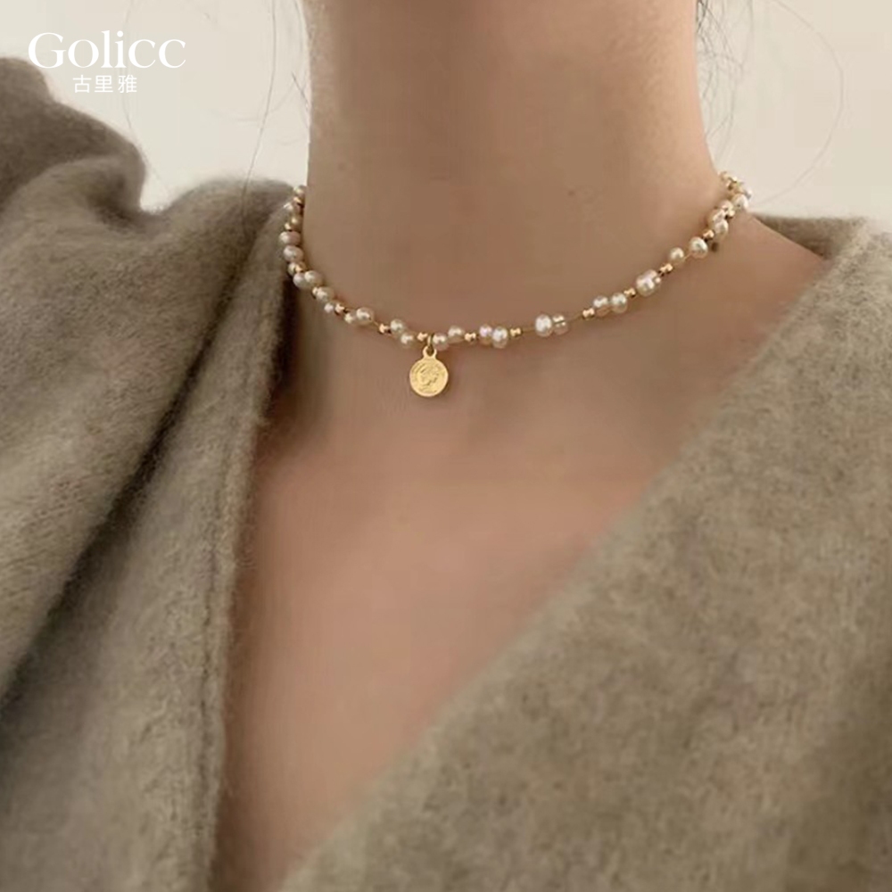 【Gulicc】古莉可 項鍊 歐美典雅纏繞珍珠女王鎖骨鍊, , large