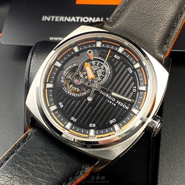 [星晴錶業]GiorgioFedon1919手錶,42mm,GF00092黑色錶面銀錶殼深黑色真皮皮革錶帶款, , large