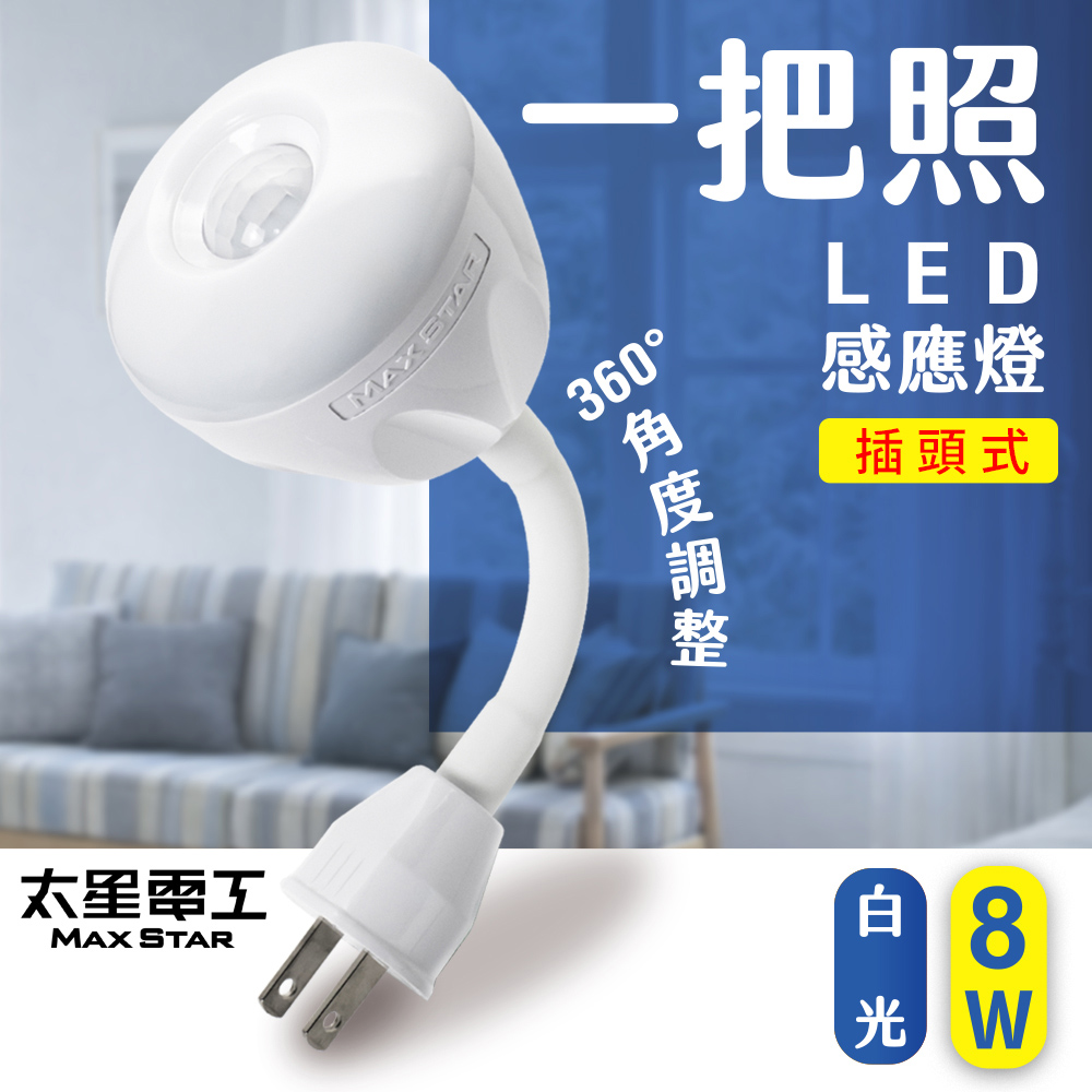 One LED motion sensor light, 8W AC plug type, , large