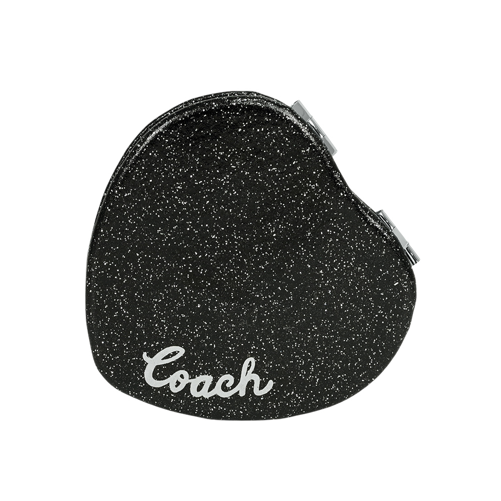 COACH Logo 標誌亮片愛心造型鏡子/黑色, , large