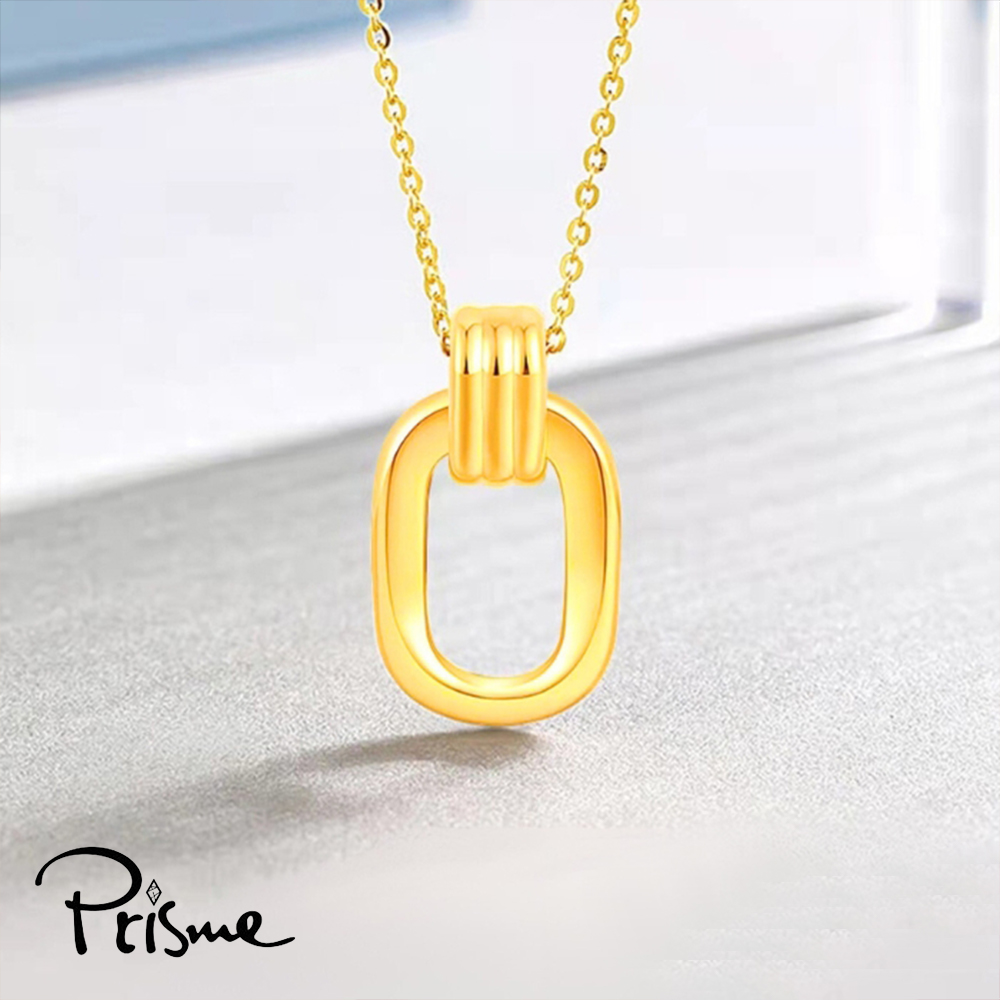 【Prisme Gold】黃金項鍊 幾何雙環 吊墜鍊墜項鍊 (金重：約0.08錢&plusmn;0.03), , large