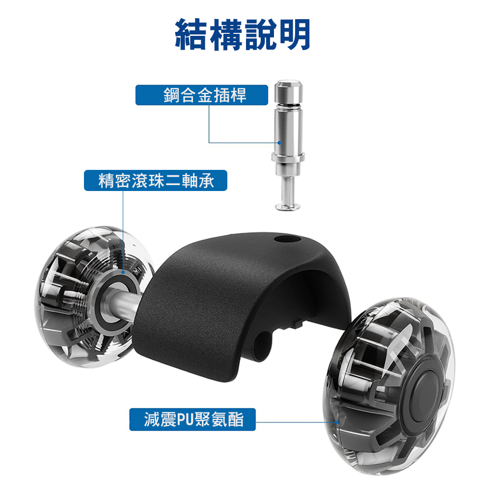 Office chair 2 inch universal PU wheels 5 pieces set, , large