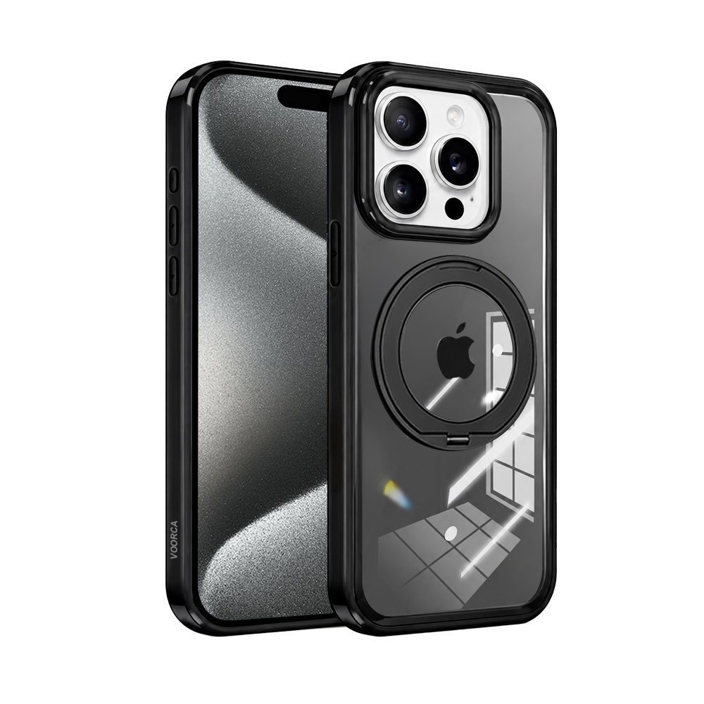 VOORCA 夢幻糖果360系列 iPhone 15 Pro Max N52晶透磁吸殼 360度旋轉支架手機殼 保護殼, , large
