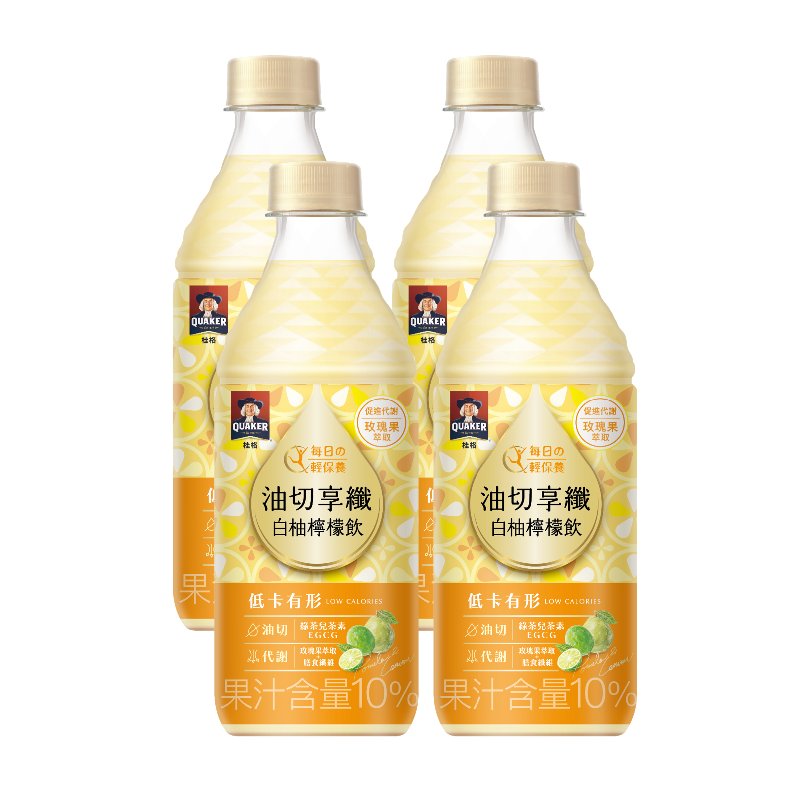 桂格油切享纖白柚檸檬飲 450ml, , large