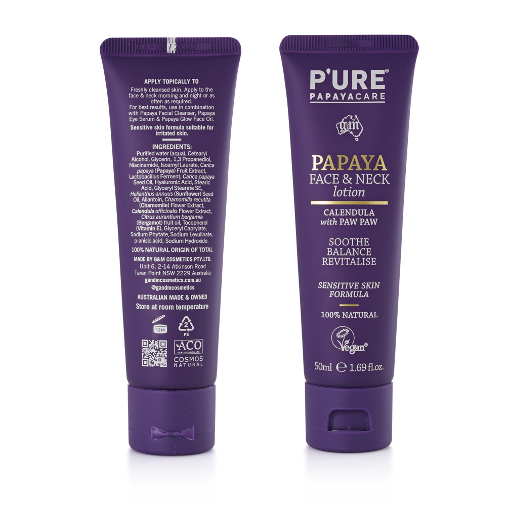 【澳洲 Pure Papayacare】木瓜臉頸乳液含金盞花玻尿酸(6入組 50ml/瓶 專業級), , large
