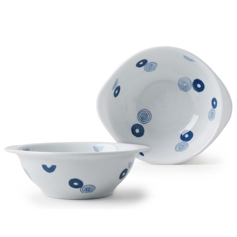 [豐名日本餐具] 6.0"輕量雙耳缽 藍渦丸紋 有田燒 / C06BB2-54-CB, , large