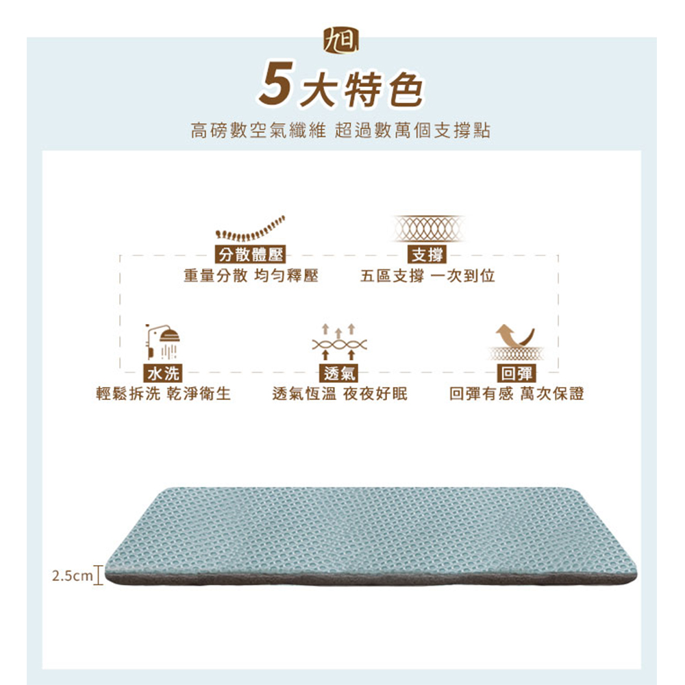 【日本旭川】AIRFit氧氣活力 維恩冬夏兩用空氣纖維支撐床墊 2.5CM, , large
