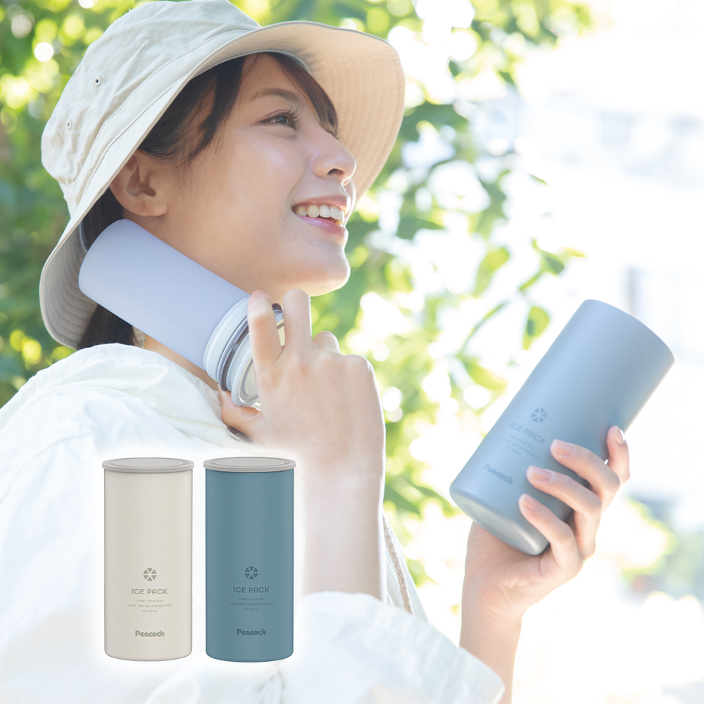 【日本孔雀Peacock】ICE PACK 戶外急速降溫 消暑神器 大容量 不鏽鋼杯+涼感冰柱 300ml鋼杯, , large