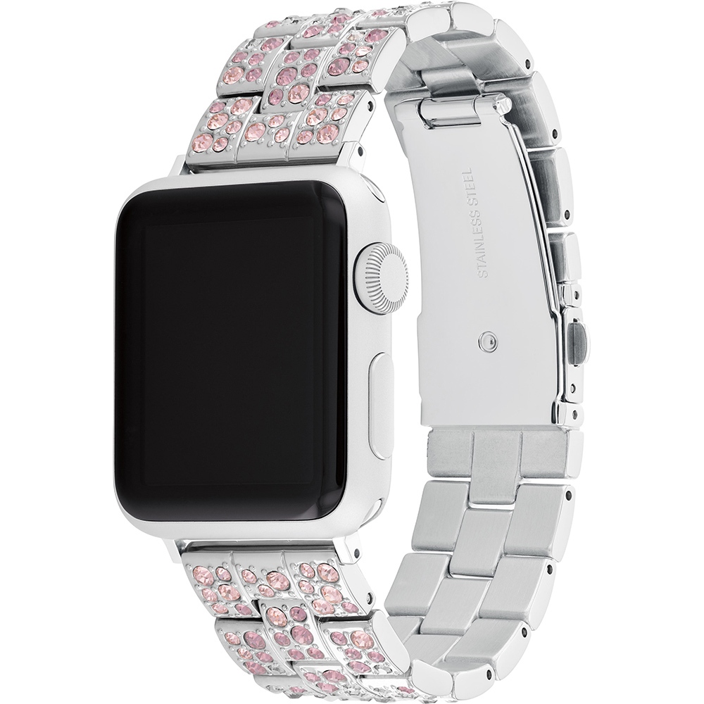 COACH Apple Watch 錶帶 38/40/41mm 適用 漸層櫻花粉色水晶 不鏽鋼錶帶(不含手錶), , large