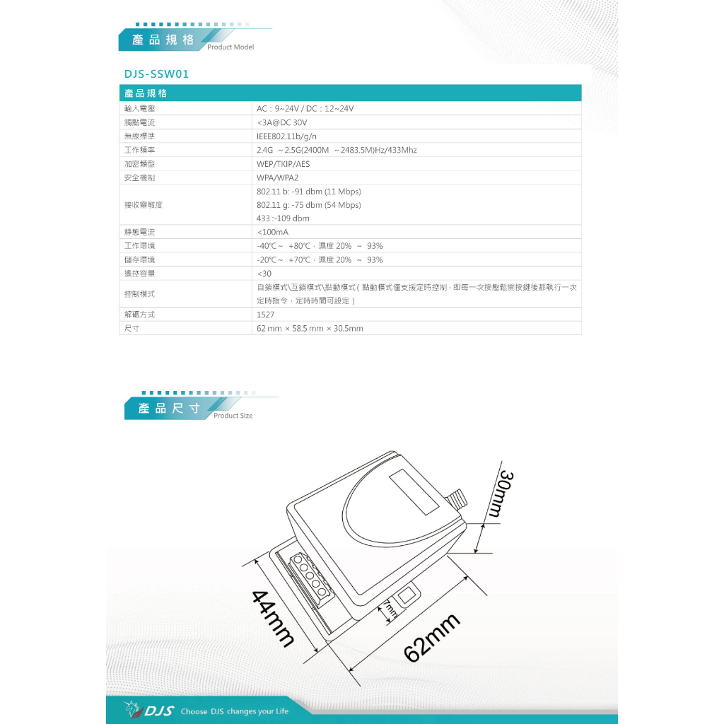 昌運監視器 DJS-SSW01 Wi-Fi 一路智慧接點開關 手機遠端接點控制 倒數 定時 暫態or常態控制, , large