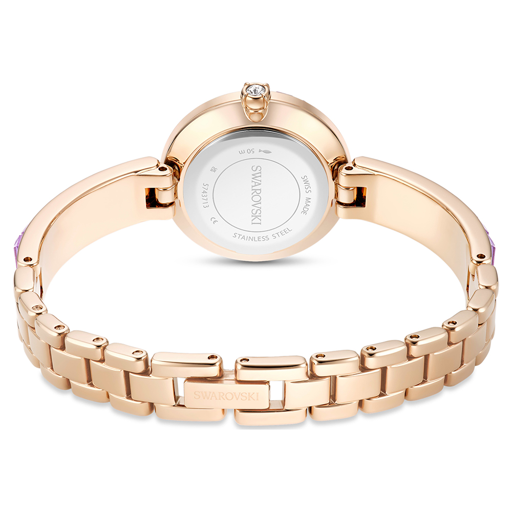 SWAROVSKI 施華洛世奇 Matrix Bangle 方形切割水晶手鐲式手錶 女錶-紫x香檳金 情人生日禮 推薦(5743713), , large