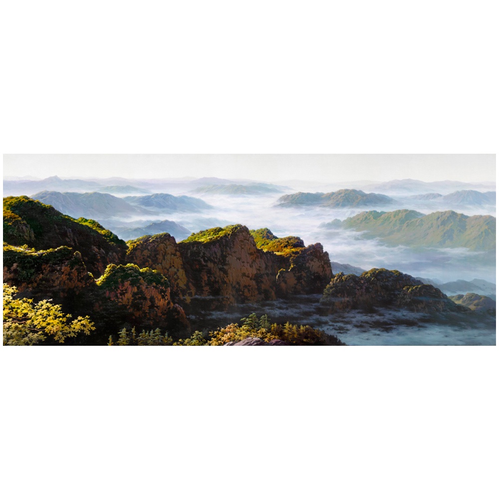【御畫房】黃山雲海 國家一級畫師手繪油畫60&times;120cm(VF-53), , large
