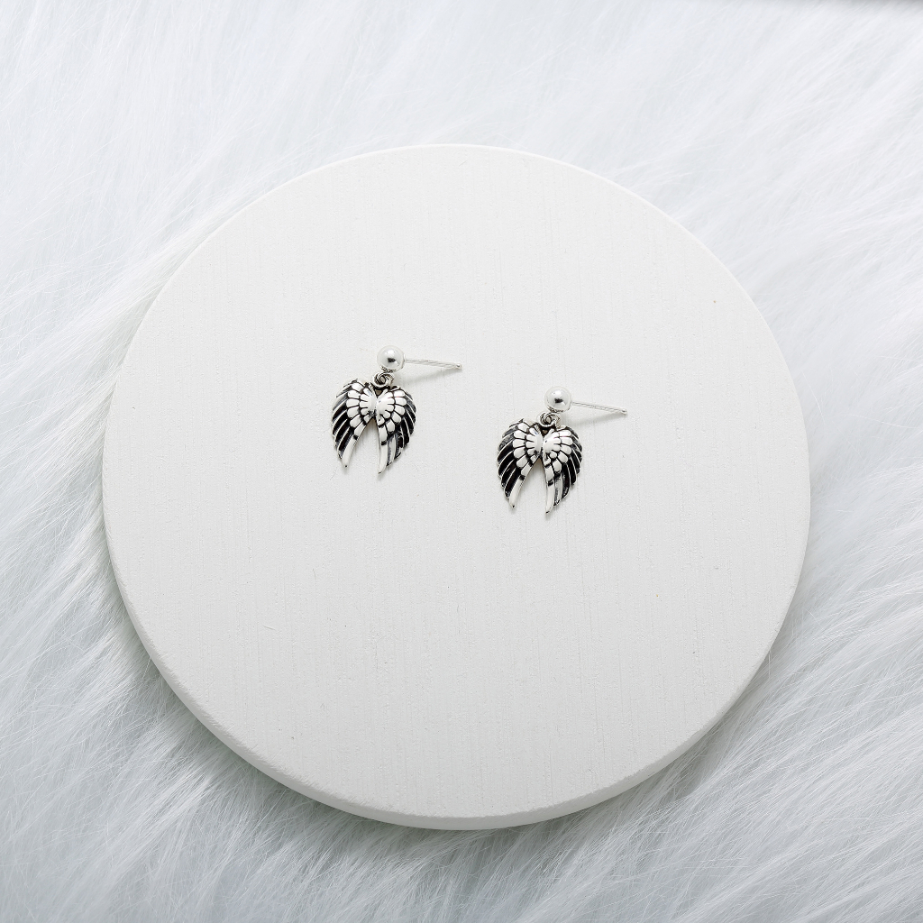 【Angel & Me】Angel Wing 925 sterling silver earrings (changeable ear clips) gift, , large